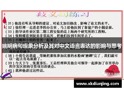 姚明病句现象分析及其对中文语言表达的影响与思考